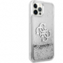 Guess pouzdro TPU Big 4G Liquid Glitter silver pro Apple iPhone 12, iPhone 12 Pro - 